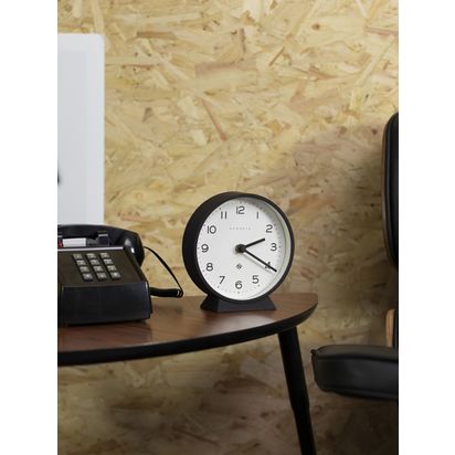 Newgate Clocks Silent Sweep Analogue Mantel Clock, 16cm Black | H17 x W16 x D6cm