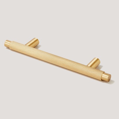 KEPLER Knurled T-Bar Handle - Brass - 280mm (220mm CC) / Handle Only