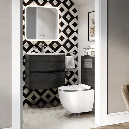 Crosswater Glide II Rimless Wall Hung Short Projection Gloss White Toilet & Soft Close Seat