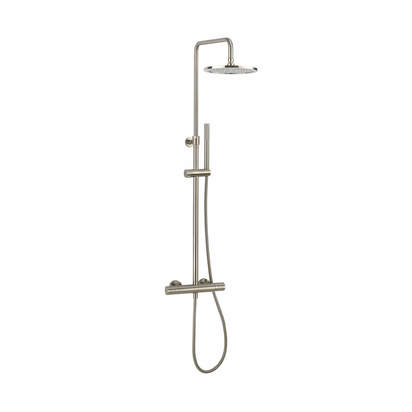 Crosswater Central Exposed Thermostatic Shower Valve with Rigid Riser & Handset Kit - Brushed Nickel