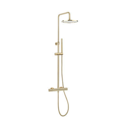 Crosswater Central Thermostatic Exposed Shower Kit With Height Adjustable Rigid Riser - Brushed Brass