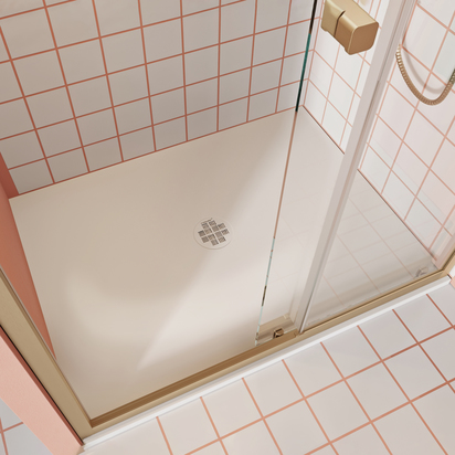 Crosswater Creo 25mm Dolomite Stone Resin Rectangular Shower Tray with Central Waste Position - 900 x 1400mm