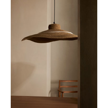 Albenya ceiling lamp made of natural fibres and cotton with a natural and white finish Ã˜ 9