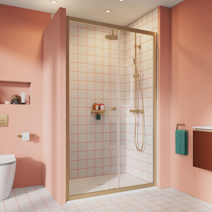 Crosswater Clear 6 6mm Brushed Brass Single Sliding Door - 1500mm