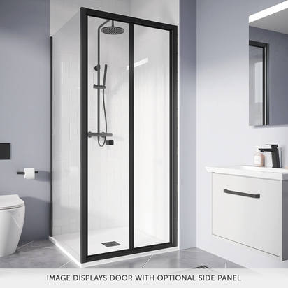 Crosswater Clear 6 6mm Matt Black Bi-fold Shower Door - 900mm