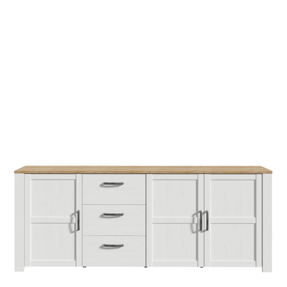 Ashford 3 Door 3 Drawer Large Sideboard in Riviera Oak/White