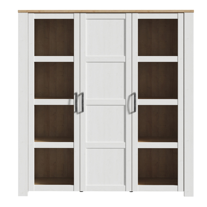 Ashford 3 Door Large Display Cabinet in Riviera Oak/White