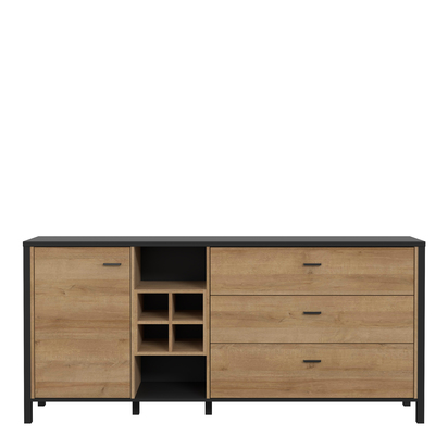 Kingston 2 (Large) Sideboard in Matt Black/Riviera Oak
