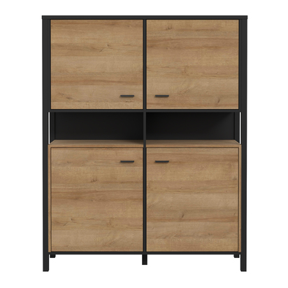 Kingston 2 Storage Cabinet in Matt Black/Riviera Oak