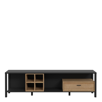 Kingston 2 Wide TV Unit in Matt Black/Riviera Oak
