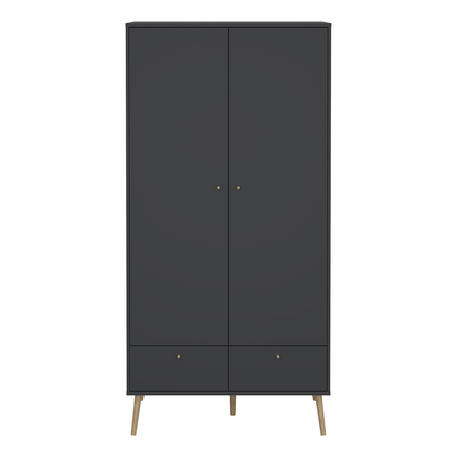 Benson 3 Wardrobe with 2 Doors + 2 Drawers Dark Grey