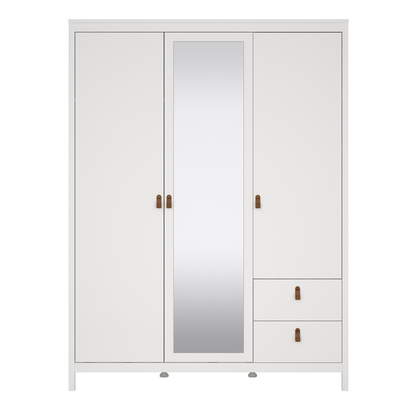Riverton Wardrobe with 2 Doors 1 Mirror Door 2 Drawers in White