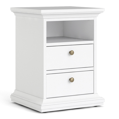 Sutton Package - Bedside 2 Drawers + Chest of 4 Drawers + Wardrobe with 2 Doors White
