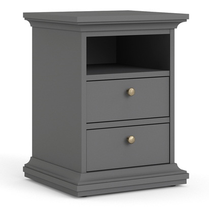 Sutton Package - Bedside 2 Drawers + Chest of 4 Drawers + Wardrobe with 2 Doors Matt Grey