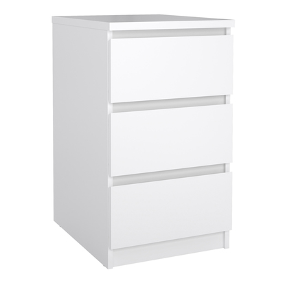 Avery 3 Package - Bedside 3 Drawers + Chest of 5 Drawers + Wardrobe with 2 Doors + 1 Drawer in White High Gloss