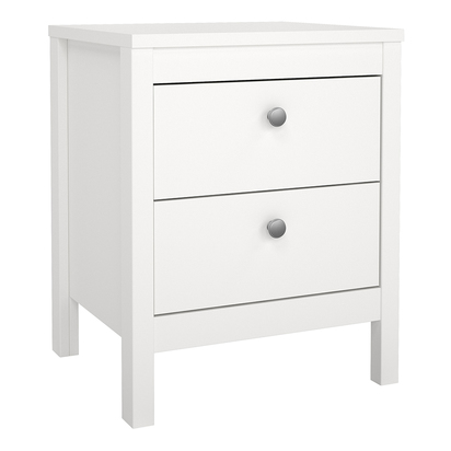 Huxham Package - Bedside Table 2 Drawers + Chest 5 Drawers + Wardrobe with 2 Doors in White