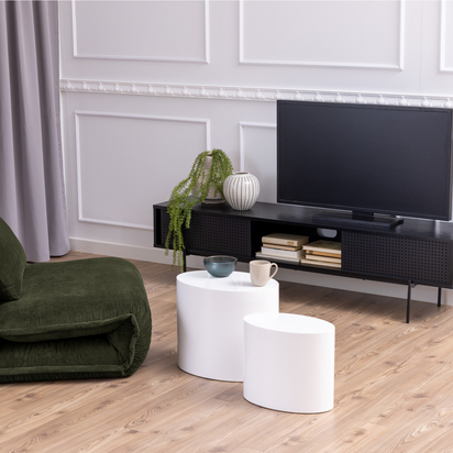 Finley 4 Oval Coffee Table in White Set of 2