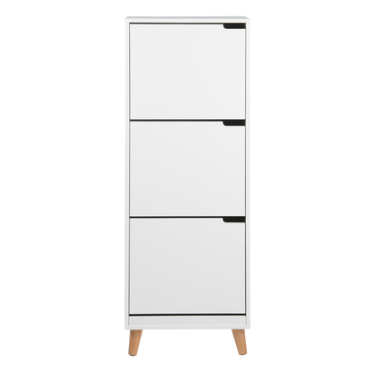 Sonny Shoe Cabinet 3 Flip Down Doors in White