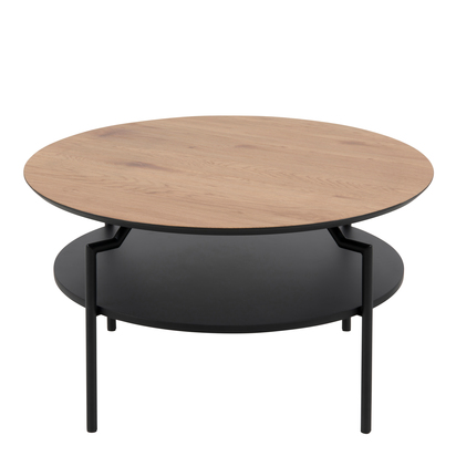 Oakley 4 Round Coffee Table with Oak Top & Black Legs