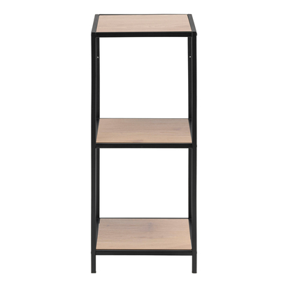 Rowan Narrow Black Metal Bookcase with 2 Oak Shelves