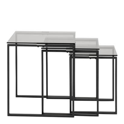 Alton 2 Nest of Tables with Smoked Glass Top Set of 3
