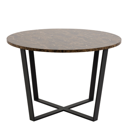 Brooks 3 Round Dining Table with Brown Marble Melamine Top & Black Legs