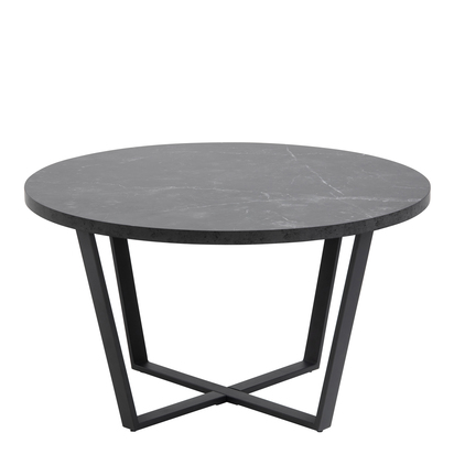 Brooks 3 Round Coffee Table with Black Marble Melamine Top & Black Legs