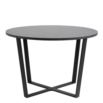 Brooks 3 Round Dining Table with Black Marble Melamine Top & Black Legs