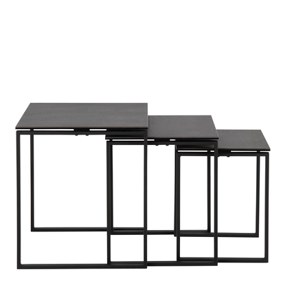 Alton 2 Ceramic Nest of Tables in Black Set of 3