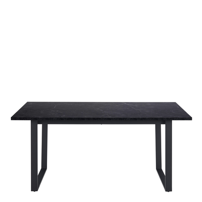 Brooks 3 Dining Table with Black Marble Melamine Top & Black Legs