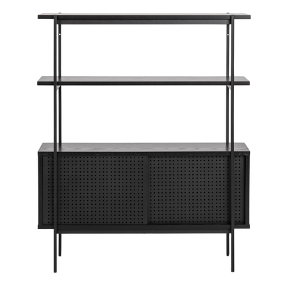 Sutton 4 Small Bookcase with 2 Sliding Doors in Black