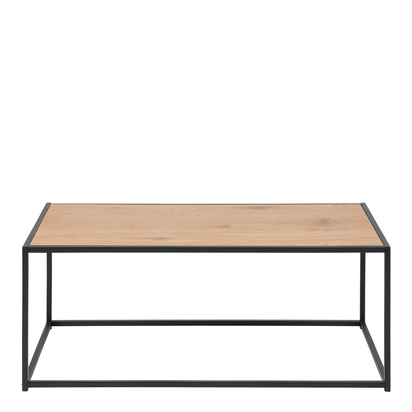 Rowan Black Metal Coffee Table with Oak Top