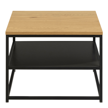 Arlo 2 Square Coffee Table with Open Shelf in Oak & Black