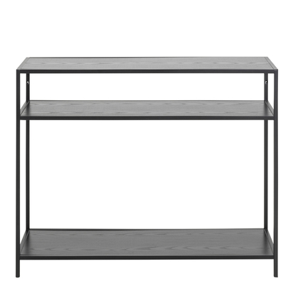 Rowan Console Table with 2 Shelves in Black