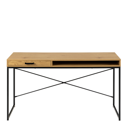 Rowan Office Desk with 1 Drawer in Black and Oak