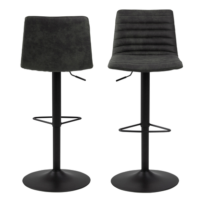Huxham 2 Bar Stool in Grey Fabic Set of 2