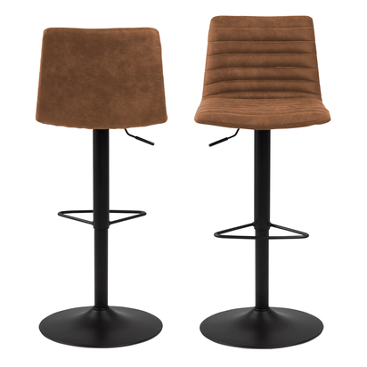 Huxham 2 Bar Stool with Brown Fabric in Set of 2