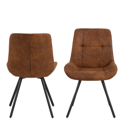 Mason 2 Dining Chair in Brown Fabric Set of 2