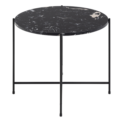 Alder 2 Side Table with Black Polished Marble Stone 52x40cm