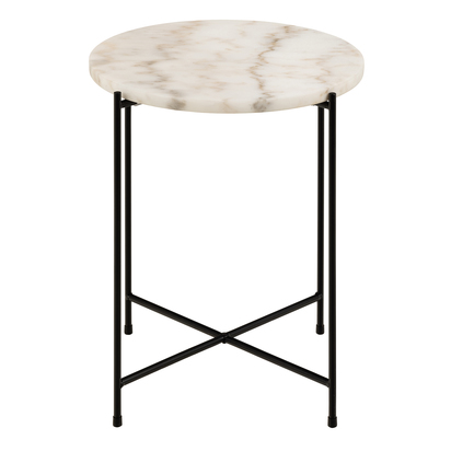 Alder 2 Side Table with White Marble Top 42x45cm