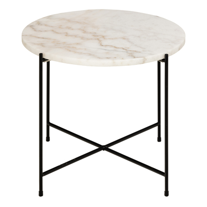 Alder 2 Side Table with White Marble Top 52x40cm