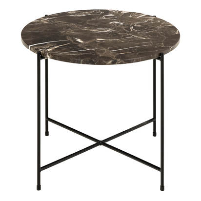 Alder 2 Side Table with Brown Marble Top 52x40cm