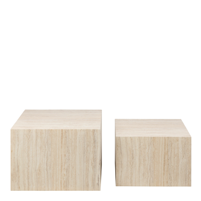 Hadley 2 Square Coffee Table Set in Light Travertine Effect