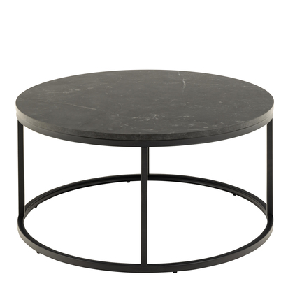 Wren Coffee Table with Black Marble Melamine Top & Black Legs