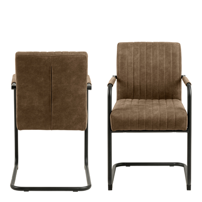 Harper Dining Chair in Light Brown Fabric Set of 2