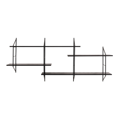 Milo 2 Wall Unit with 4 Shelves in Black