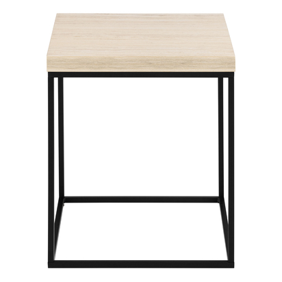 Blythe 2 Coffee Table with Travertine Rough Paper Top & Black Powder Steel Base 40cm
