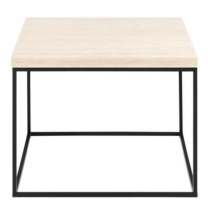 Blythe 2 Coffee Table with Travertine Rough Paper Top & Black Powder Steel Base 60cm