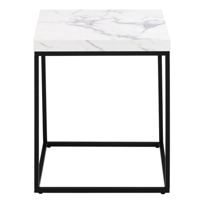 Blythe 2 Coffee Table with White Marble Carrara Top & Black Base 40cm