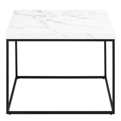 Blythe 2 Coffee Table with White Marble Carrara Top & Black Steel Base 60cm